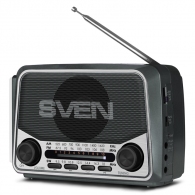 SVEN SRP-525 Gray, FM/AM/SW Radio, 3W RMS, 8-band radio receiver, built-in audio files player from USB-fash, microSD and SD card storage devices, telescopic swivel antenna, built-in battery thumbnav 1