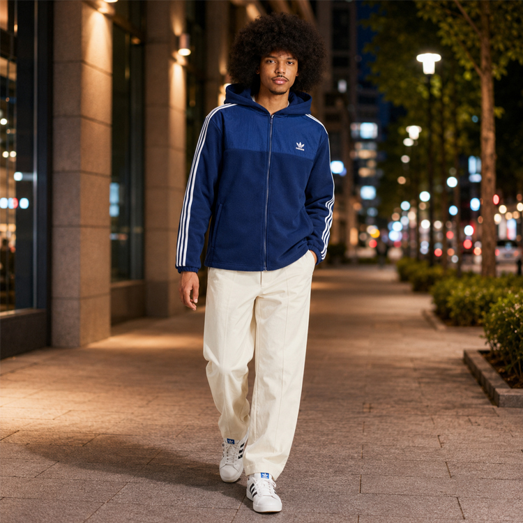 Hanorac pt bărbați Adidas Fleece hoodie XS Albastru photo 3