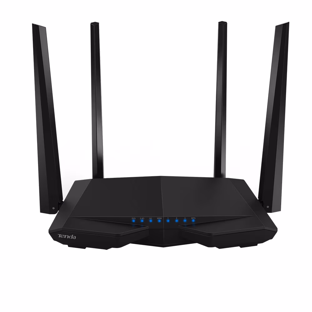 TENDA AC6 AC1200 Dual Band Wireless Router, 867Mbps at 5Ghz + 300Mbps at 2.4Ghz, MU-MIMO, Beamforming, 802.11ac/a/b/g/n, 1 WAN + 3 LAN, Simultaneous dual band 2.4 & 5GHz, 4 external antennas 
