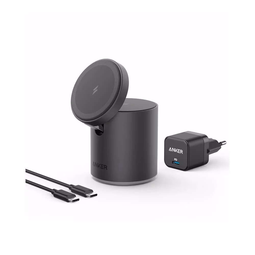 Wireless Charger  Anker PowerWave Mag-Go 2in1, 20W,  iPhone 12/13 and AirPods, black