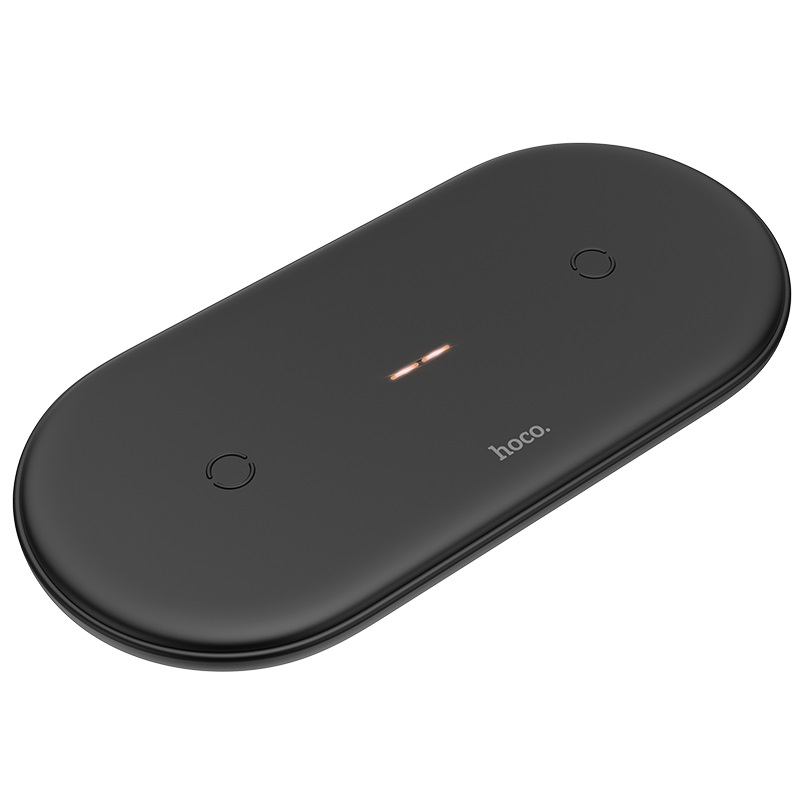 Беспроводное зарядное устройство HOCO  “CW23 Dual power” / Wireless output 1/2: 5W / 7.5W / 10W / Ultra slim design / Black photo 1