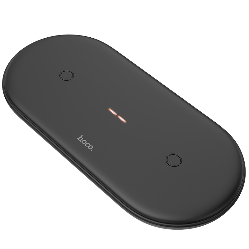 Беспроводное зарядное устройство HOCO  “CW23 Dual power” / Wireless output 1/2: 5W / 7.5W / 10W / Ultra slim design / Black photo 2