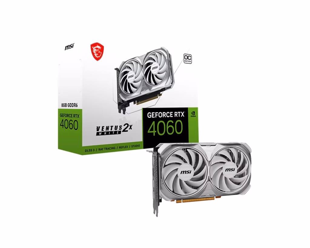 Видеокарта MSI GeForce RTX 4060  VENTUS 2X WHITE OC/ 8GB/ GDDR6/ 128bit 