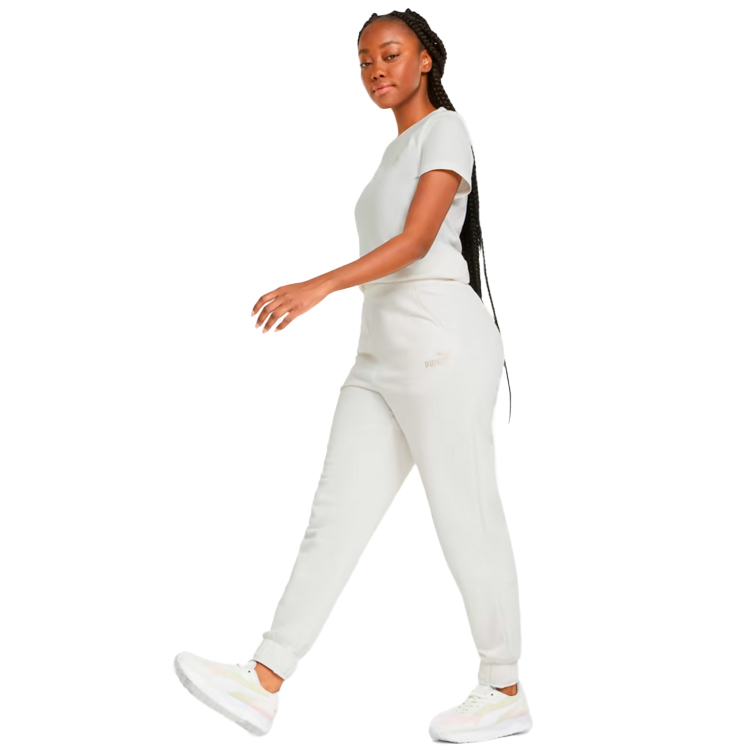 Pantaloni Puma ESS+ Embroidery High-Waist Pants FL S Bej Femei photo 4