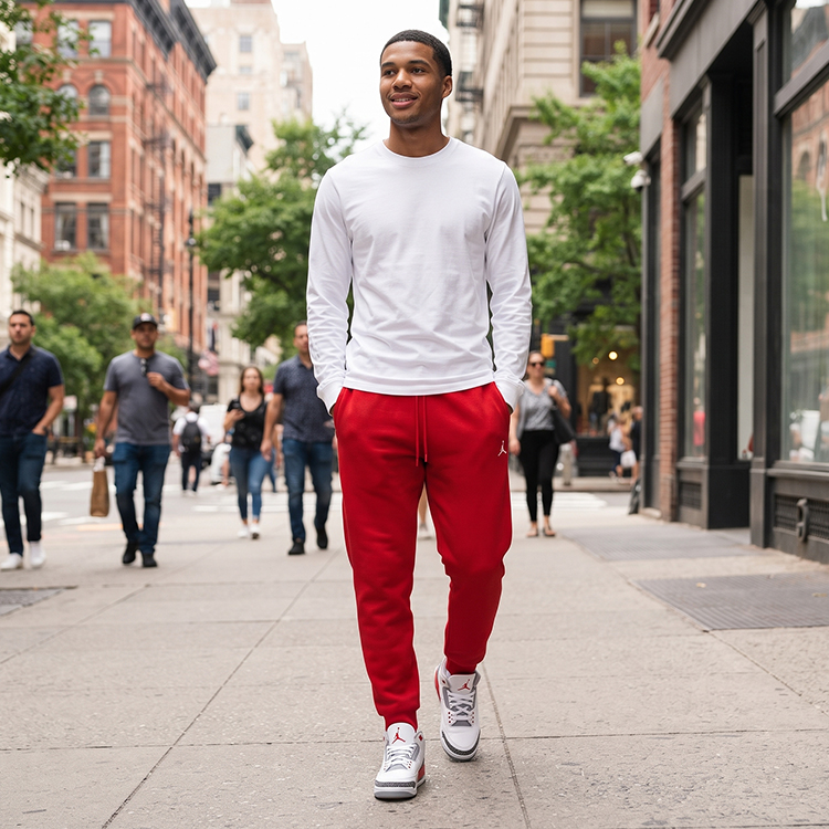 Брюки Nike M J ESS FLC PANT M Красный Мужской photo 6