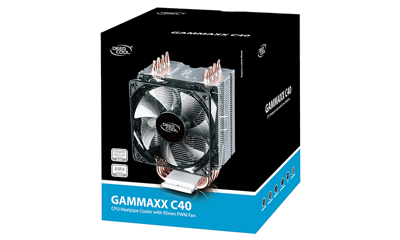 DEEPCOOL Cooler "GAMMAXX C40", LGA20XX/LGA1200/1151/1150/1155/LGA1366 & AM4/AM3+/AM3/AM2+/AM2/ FM2+/FM2/FM1, 92х92х25mm, 500~2000rpm, 17.8~23.9dBA, 33CFM, 4 pin, PWM, Hydro Bearing photo 3