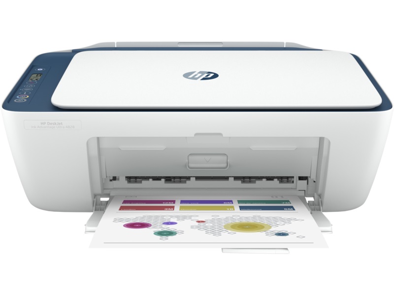 MFD HP DeskJet Ink Advantage Ultra 4828 White/Blue, A4, 8.5/5.5 ppm, 4800x1200 dpi, scan 1200 x 1200, Icon LCD display, up to 1000 pages, USB 2.0 Hi-Speed, Wi-Fi 802.11 a/b/g/n, HP Smart; Apple AirPrint™; Mopria, (2*HP47 6ZD21AE 1500p / 2*HP47 6ZD61AE C photo 1