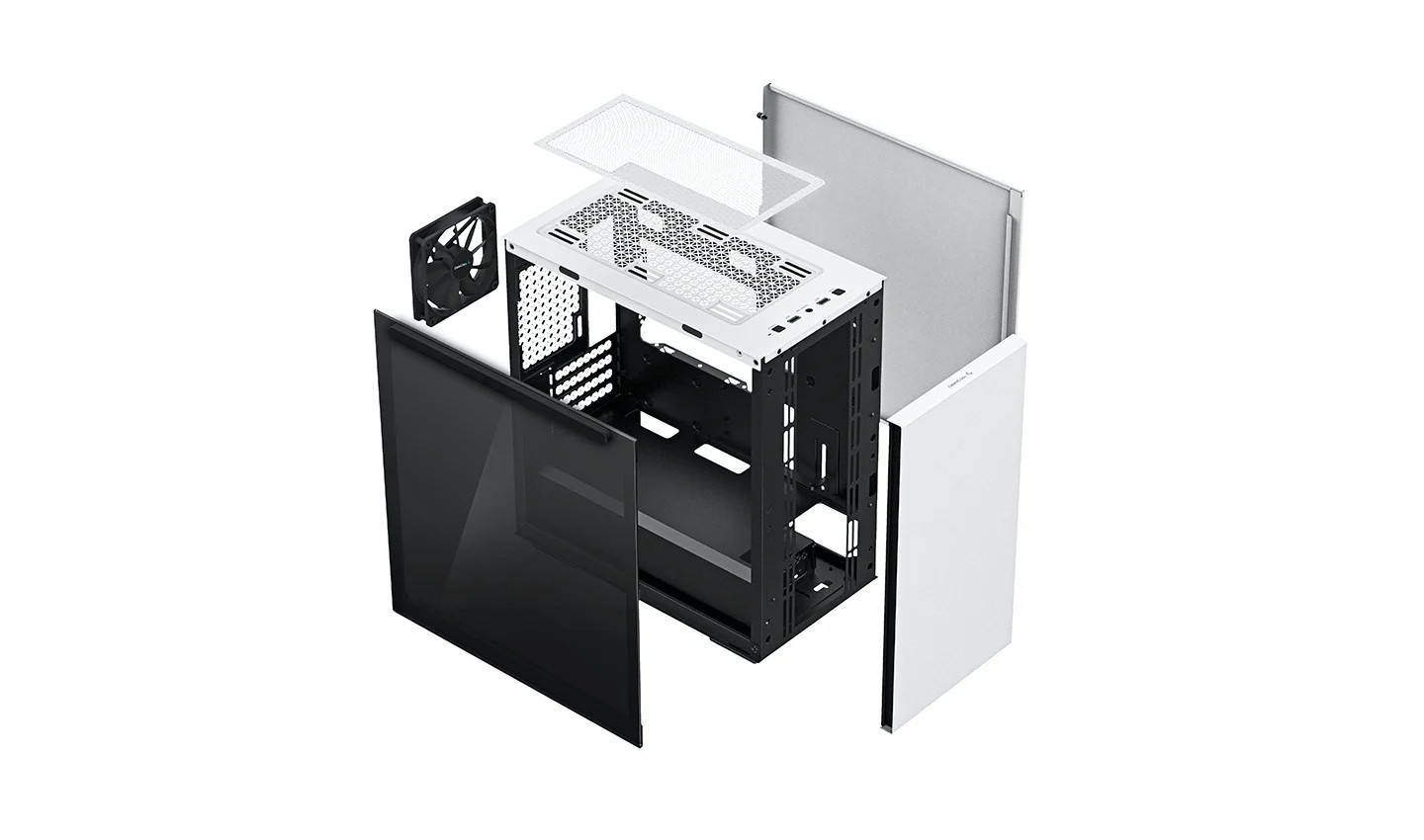 DEEPCOOL "MACUBE 110 WH" Micro-ATX Case, with Side-Window (Tempered Glass Side Panel) Magnetic, without PSU, Tool-less, Pre-installed: Rear 1x120mm DC Fan, 2xUSB3.0, 1xAudio, Adjustable GPU holder, Push-pin SSD holder, White photo 5