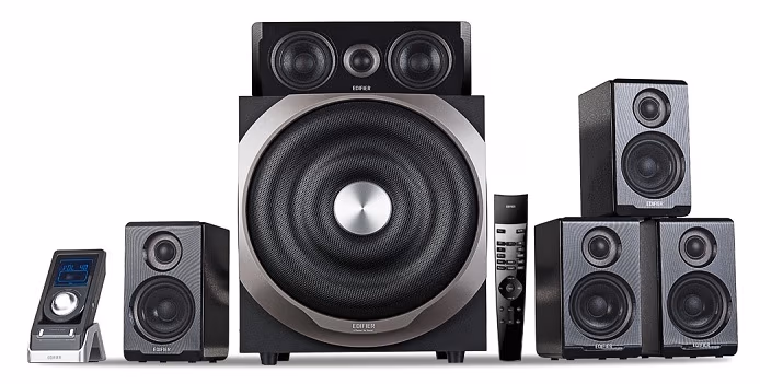 Edifier S760D Black, 5.1/ 540W (240W+ 5x60W) RMS, (Dolby Digital, Dolby ProLogic II, DTS Digital decoders), Audio in: 4x digital (3xOptical +Coaxial) & 3 analog, Wired control with LCD display + Remote control, all wooden, (sub.10