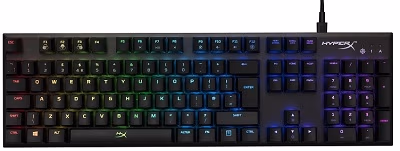 HYPERX Alloy FPS RGB Mechanical Gaming Keyboard (RU), Mechanical keys (Kailh Silver key switch) Backlight (RGB), 100% anti-ghosting, Key rollover: 6-key / N-key modes, Ultra-portable design, Solid-steel frame, Convenient USB charge port, USB 