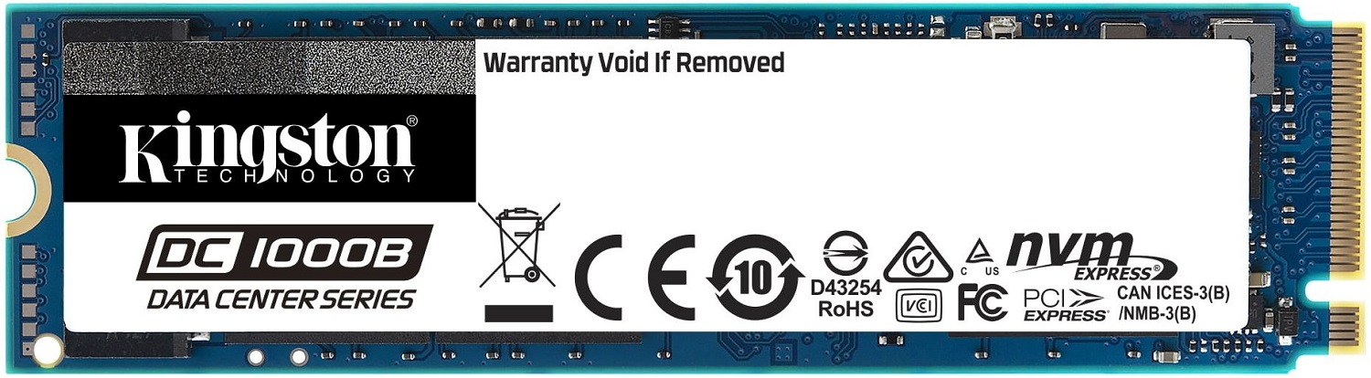 M.2 NVMe SSD 480GB Kingston DC1000B, for Enterprise Servers, Power Loss Protection, AES 256bit, PCIe3.0 x4 / NVMe1.3, M2 Type 2280 form factor, Sequential Reads/Writes 3200/565 MB/s, Steady-State 4k Read / Write 205K/20K IOPS, 475TBW, 3D NAND TLC photo 1
