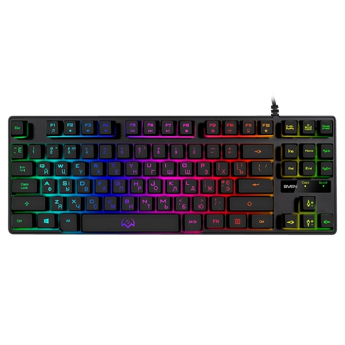 SVEN KB-G7400 Gaming Keyboard, membrane with tactile feedback, 87 keys, 12 Fn-keys, Backlight, USB, Black