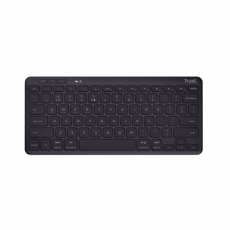 Trust  Lyra Compact Wireless keyboard, RF 2.4GHz, Bluetooth 5.0, USB-A, USB-C, US, Black, Rechargeable battery, 301g 