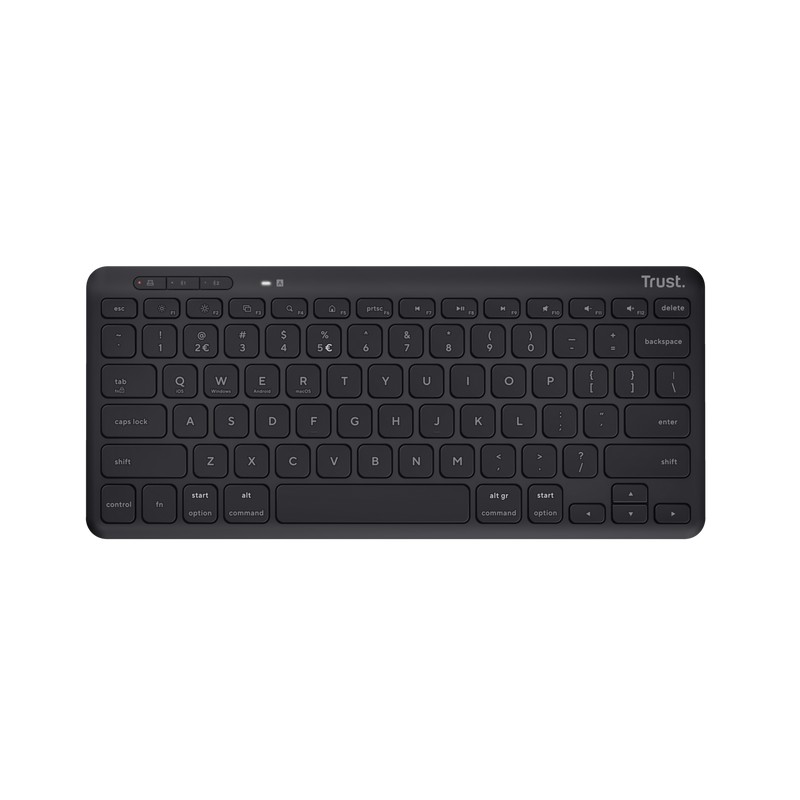 Trust  Lyra Compact Wireless keyboard, RF 2.4GHz, Bluetooth 5.0, USB-A, USB-C, US, Black, Rechargeable battery, 301g photo 1