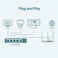 Switch TP-LINK TL-SG105E / 8 port / Gigabit / RJ45 / steel case thumbnav 4