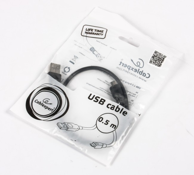 Cable microUSB2.0 - 0.5m - Cablexpert CCP-mUSB2-AMBM-0.5M, 0.5 m, Professional series, USB 2.0 A-plug to Micro B-plug, Black photo 2