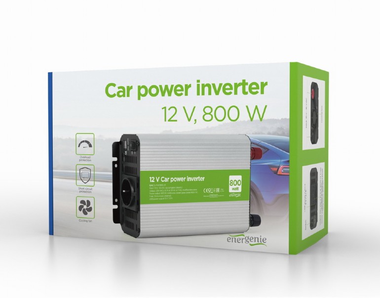 EnerGenie EG-PWC800-01, 12 V Car power inverter, 800 W, with USB port / 5V-1A, Input: 10-16 VDC (accumulator directly) - Output: 230 VAC +/- 10% at 50 Hz (+/-3Hz), modified sine wave photo 4