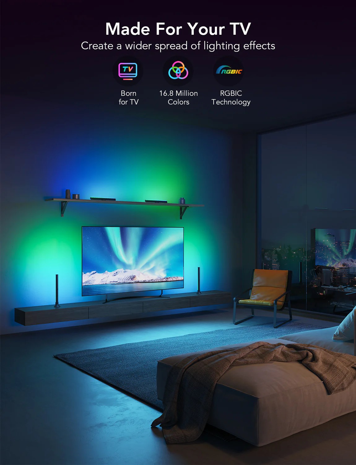Световые панели для телевизоров GOVEE RGBIC TV Light Bars for 45-70 inch TVs photo 4