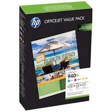 HP 940XL Pack of 3 cartridges (Y, C, M) + 100 pcs. A4 photopaper for HP Officejet Pro 8000, 8500
