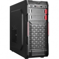 HPC B-09  ATX Case, (500W, 24 pin, 1x 8pin(4+4), 2xSATA, 2xIDE, 12cm fan), 1xUSB3.0, 2xUSB2.0 / HD Audio, Black + Red decoration
