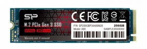 M.2 NVMe SSD 256GB Silicon Power A80, Interface: PCIe3.0 x4 / NVMe1.3, M2 Type 2280 form factor, Sequential Reads 3200 MB/s, Sequential Writes 3000 MB/s, MTBF 2mln, HMB, SLC+DRAM Cache, E2E Data Protection, SP Toolbox, Controller Phison, 3D NAND TLC thumbnav 1