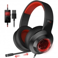 Edifier G4 Black-Red / Gaming On-ear headphones with microphone, 7.1 , Vibration for a more immersive experience, Built-in retractable microphone, RGB light, Noise isolating, Dynamic driver 40 mm, Frequency response 20 Hz-20 kHz, USB