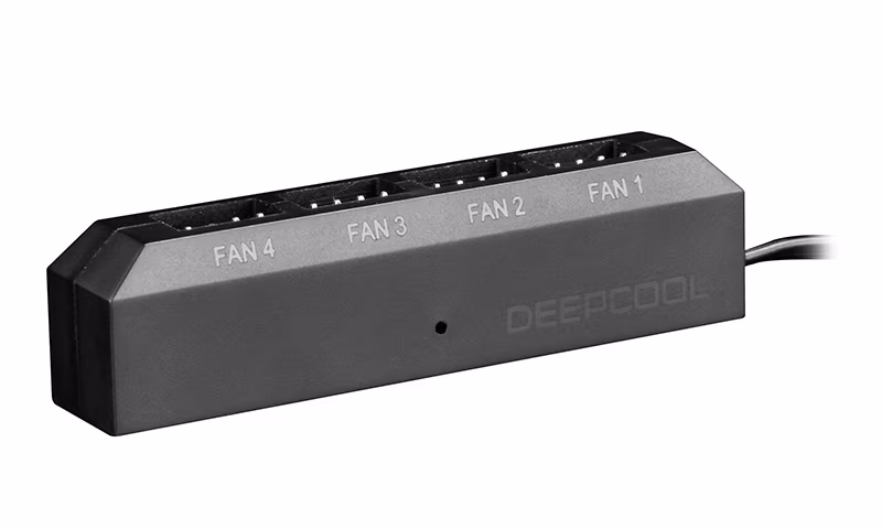 DEEPCOOL "FH-04", 4 port fan hub, 68x13x17.5 mm, 4-pin x4 (FH-04 is able to extend up to 4 fans and compatible with 3-pin/4-pin PWM Fans) 