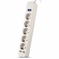 Surge Protector SVEN SF-05LU, 5 Sockets + 2 USB (2,4 A) , 1.8m, White, color box
