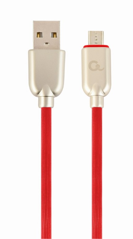 Cable USB2.0/Micro-USB Premium Rubber - 2m - Cablexpert CC-USB2R-AMmBM-2M-R, Red, USB 2.0 A-plug to Micro-USB plug, blister photo 1