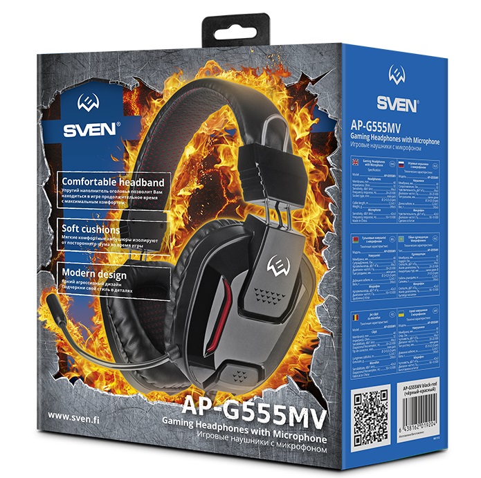 Casti Gaming SVEN AP-G555MV, Black-Red photo 7