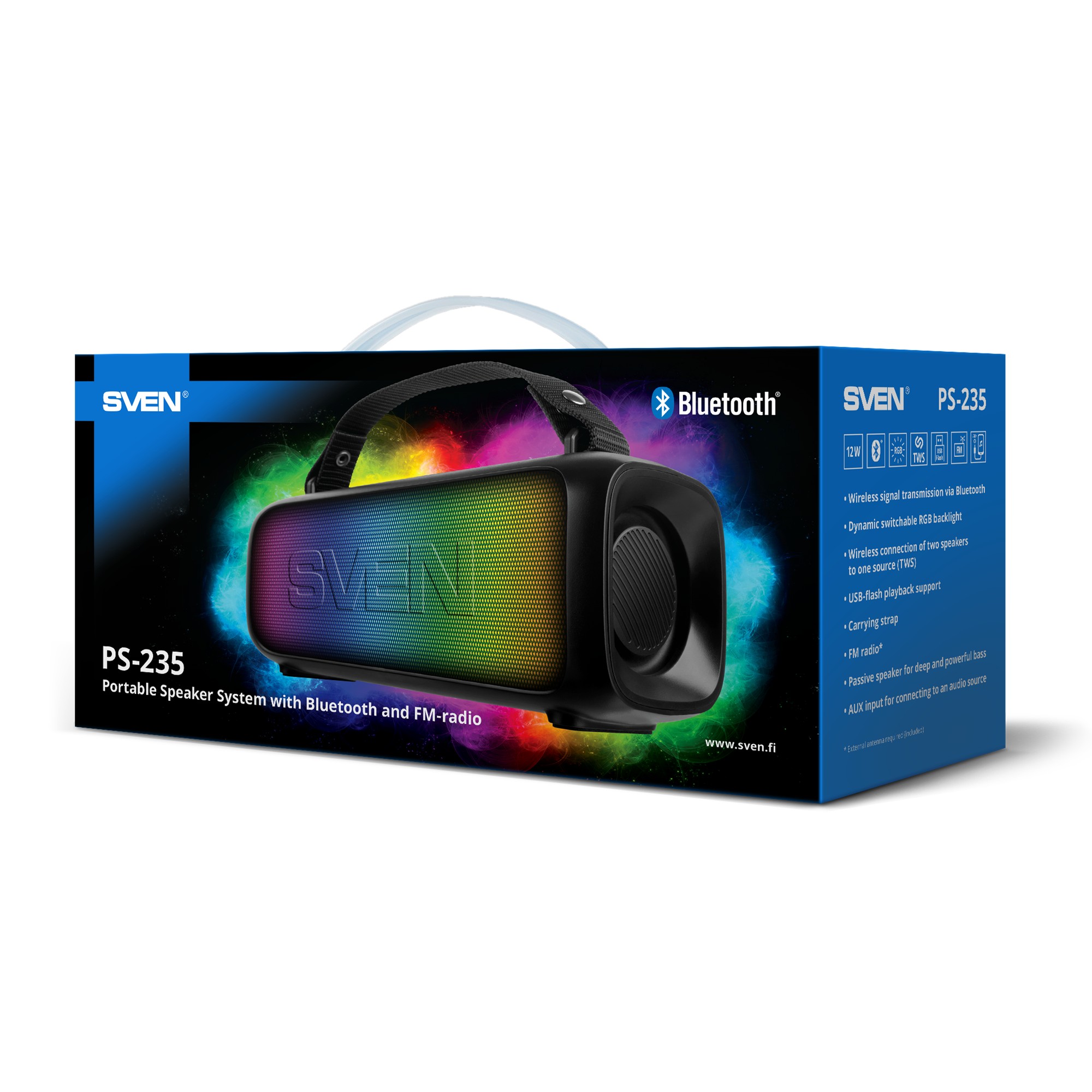 Boxa portabila SVEN PS-235, Black / 12W / Bluetooth / FM / USB / 1500mA*h photo 10