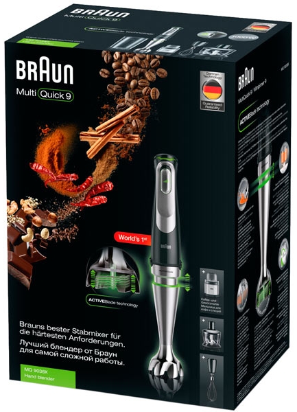 Блендер Погружной Braun MQ9038X Черный / 10 скоростей / 600 мл photo 3