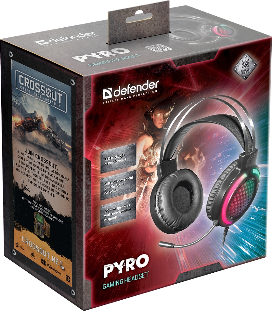 Наушники Defender Pyro RGB Черный Проводные / Игровой / Черный photo 2