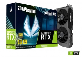 ZOTAC GeForce RTX 3060 Ti Twin Edge OC LHR 8GB GDDR6, 256bit, 1695/14000Mhz, Ampere, PCIeX16 4.0, Dual Fan / IceStorm 2.0, 1xHDMI, 3xDisplayPort, Active Fan Control/ FREEZE Fan Stop, White Led Lightning, FireStorm, Metal Backplate, Medium Pack thumbnav 1
