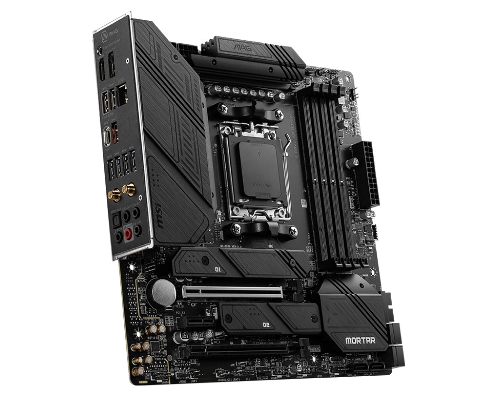 MSI MAG B650M MORTAR WIFI, Socket AM5, 17Phases, AMD B650, Dual 4xDDR5-7600, APU AMD graphics, HDMI, DP, 2xPCIe4.0 X16, 6xSATA3, RAID, 2xM.2PCIe 4.0, 1xPCIeX1, ALC4080 HDA/SPDIF, 1x2.5GbE LAN, WiFi6E/BT, 1xUSB-C 3.2Gen2x2, 4xUSB 3.2 Gen2(3A+1C), 6xUSB3.2, photo 3