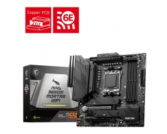 MSI MAG B650M MORTAR WIFI, Socket AM5, 17Phases, AMD B650, Dual 4xDDR5-7600, APU AMD graphics, HDMI, DP, 2xPCIe4.0 X16, 6xSATA3, RAID, 2xM.2PCIe 4.0, 1xPCIeX1, ALC4080 HDA/SPDIF, 1x2.5GbE LAN, WiFi6E/BT, 1xUSB-C 3.2Gen2x2, 4xUSB 3.2 Gen2(3A+1C), 6xUSB3.2, thumbnav 1