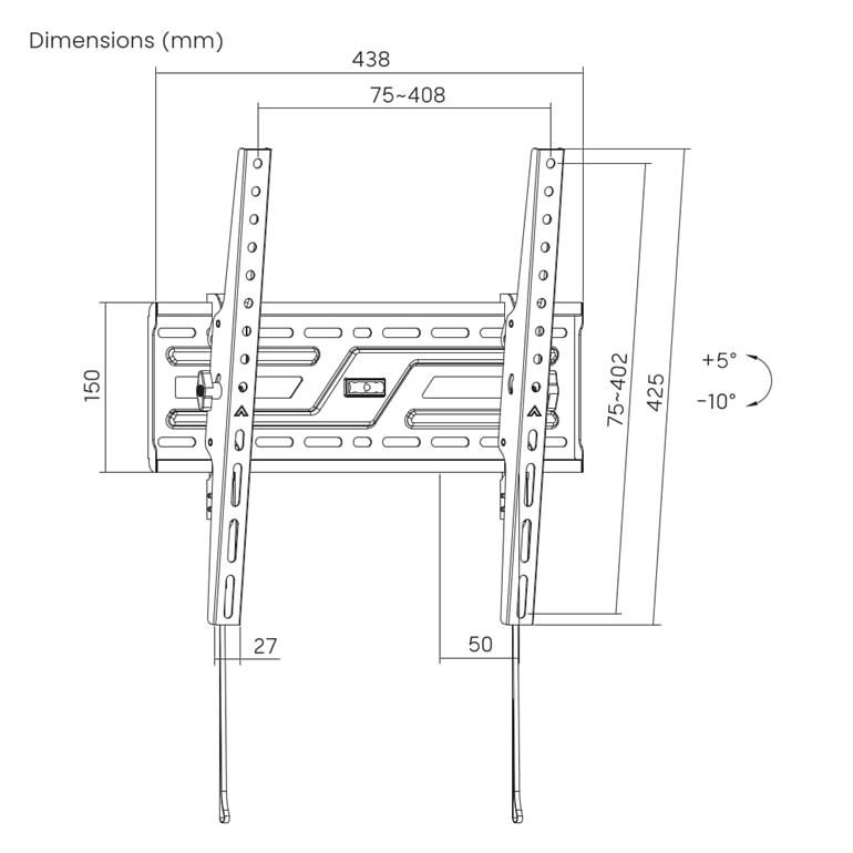 Suport TV de perete pentru 37-75” Gembird ”WM-75T-04”, Black photo 10
