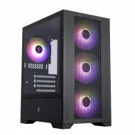 Carcasa 1STPLAYER GO2 / w/oPSU / Side-Window / 4x120mm / mATX / Black thumbnav 1