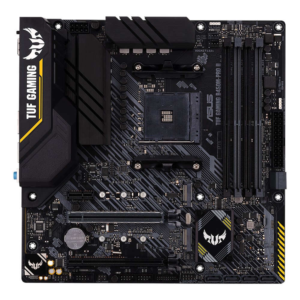 ASUS TUF GAMING B450M-PRO II, Socket AM4, AMD B450, Dual 4xDDR4-4400, APU AMD graphics,  HDMI, DP, 2xPCIe X16, 6xSATA3, RAID, 2xM.2 slot, 1xPCIe X1, S1200A 7.1ch HDA, GbE LAN, 2xUSB3.2 Gen 2(TypeC+A), 6xUSB3.2, Aura Sync RGB, TUF comp, 24/7, mATX photo 1