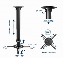 Регулируемое потолочное крепление для проектора Gembird CM-B-01/ 380 ~ 580 mm/ max 13kg/ Black thumbnav 9