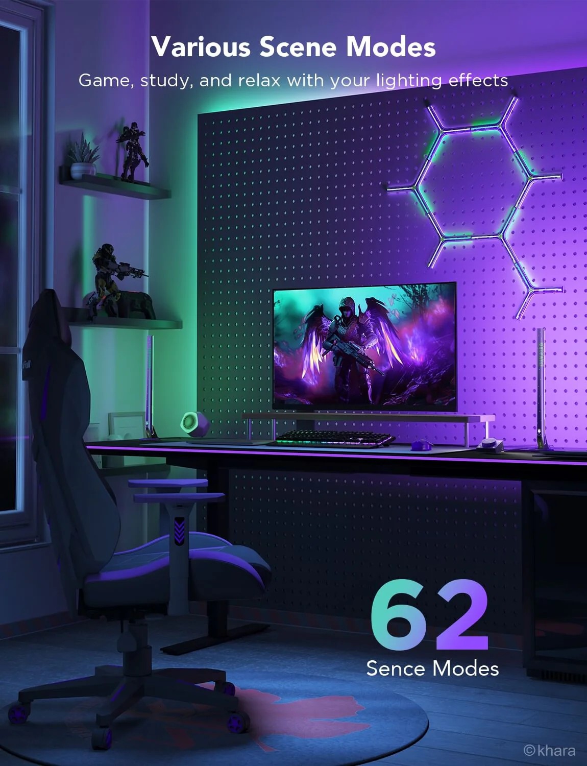 Govee RGBIC Wi-Fi Bare luminoase Gaming cu controler inteligent photo 6