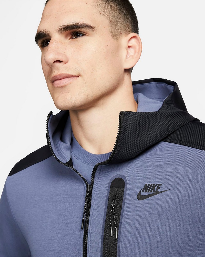 Hanorac pt bărbați Nike M NK TCH FLC OVERLAY FZ S Albastru photo 3