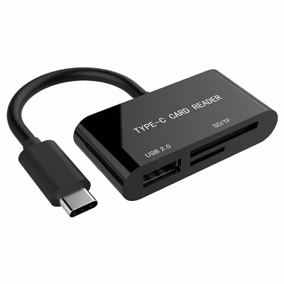 Card Reader USB Type-C Gembird UHB-CR3-02, Supports SD + Micro-SD, supporting SDHC and SDXC, Black