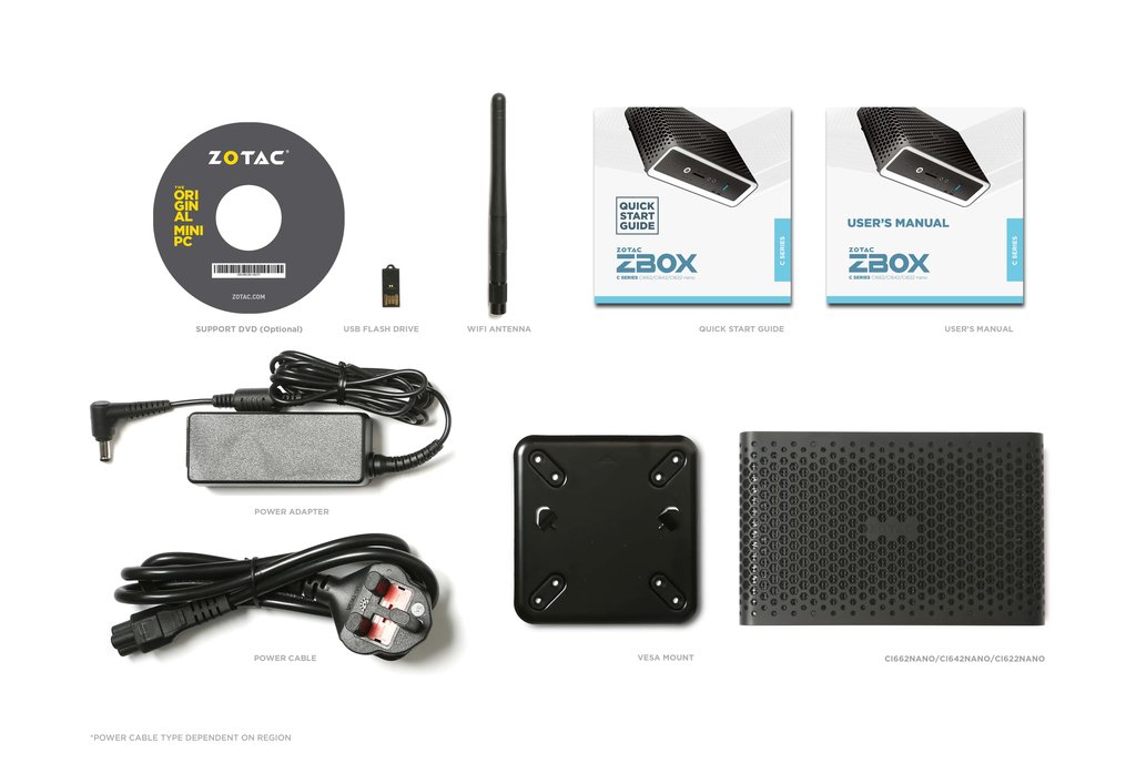 Mini PC (Barebone) ZOTAC ZBOX-CI662NANO-BE, Passive Cooling, Intel® Core™ i7-10510U 4C/8T, 1.8-4.9GHz, 2xDDR4 SODIMM, 1x2.5" SATA, Intel UHD Graphics, 2xUSB-C 3.1, 5xUSB 3.1, 2xGbE LAN, WiFi(802.11ac)/BT5.0, HDMI, DP, Mic/Speak Out, SD CardRead, VESA Moun photo 2
