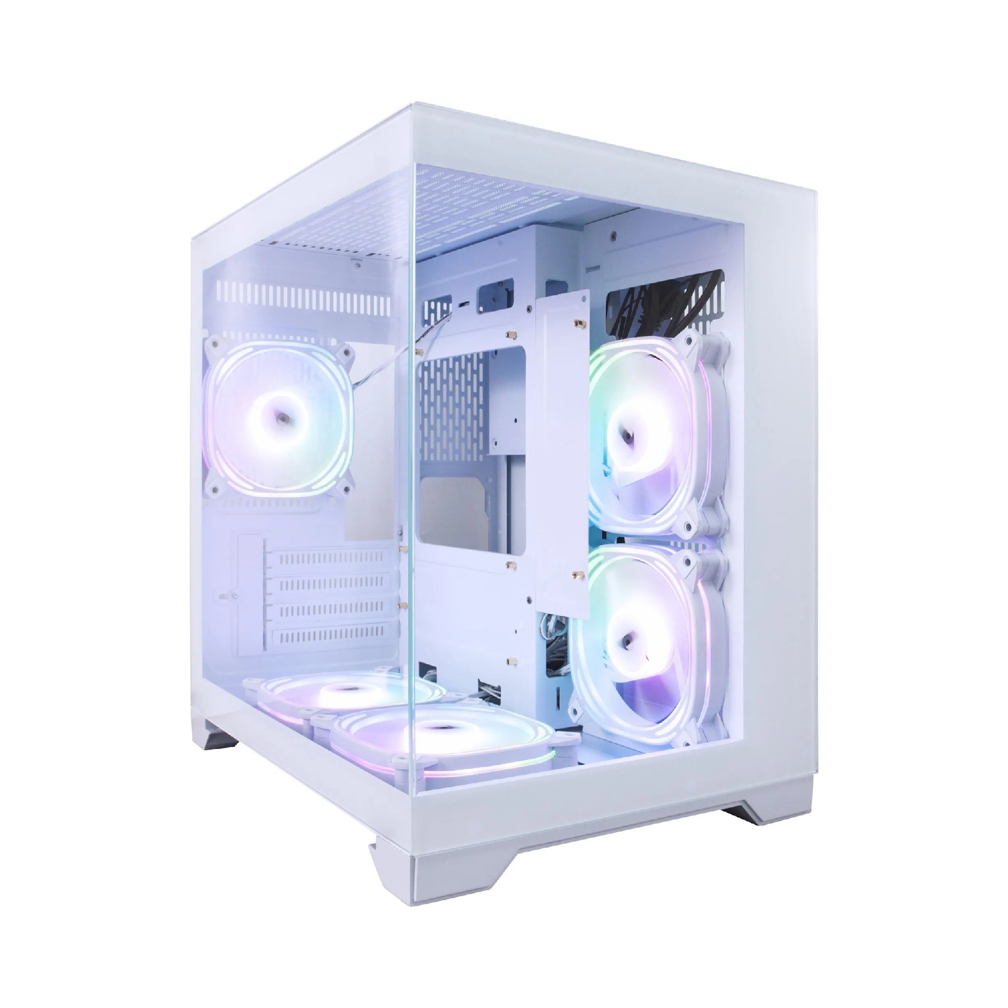 Carcasa 1STPLAYER MV5-TP / no PSU / Side-Window / 7x120mm / mATX / White photo 1