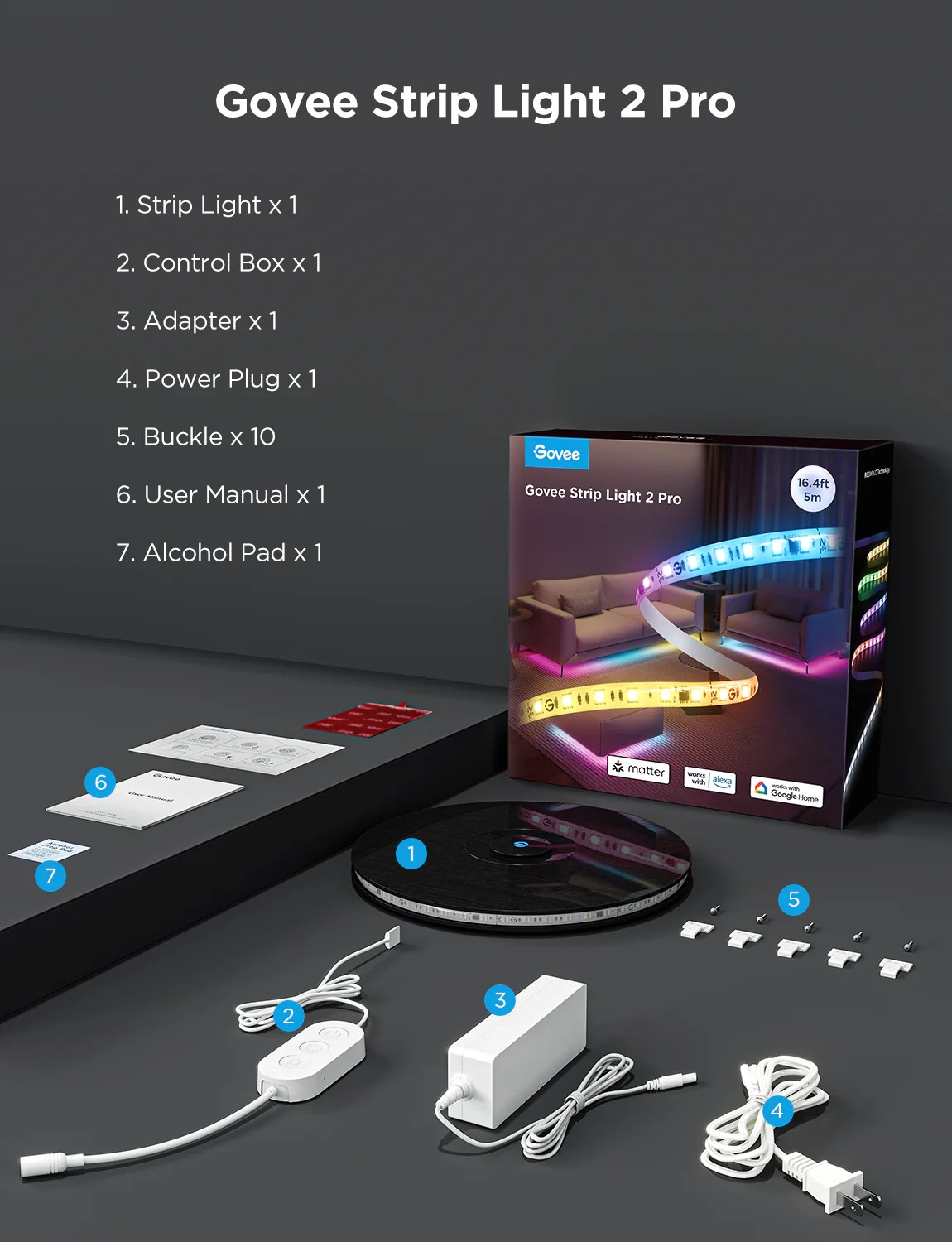 Световая полоса GOVEE RGBICWW LED Strip Light 2 Pro 5m photo 9
