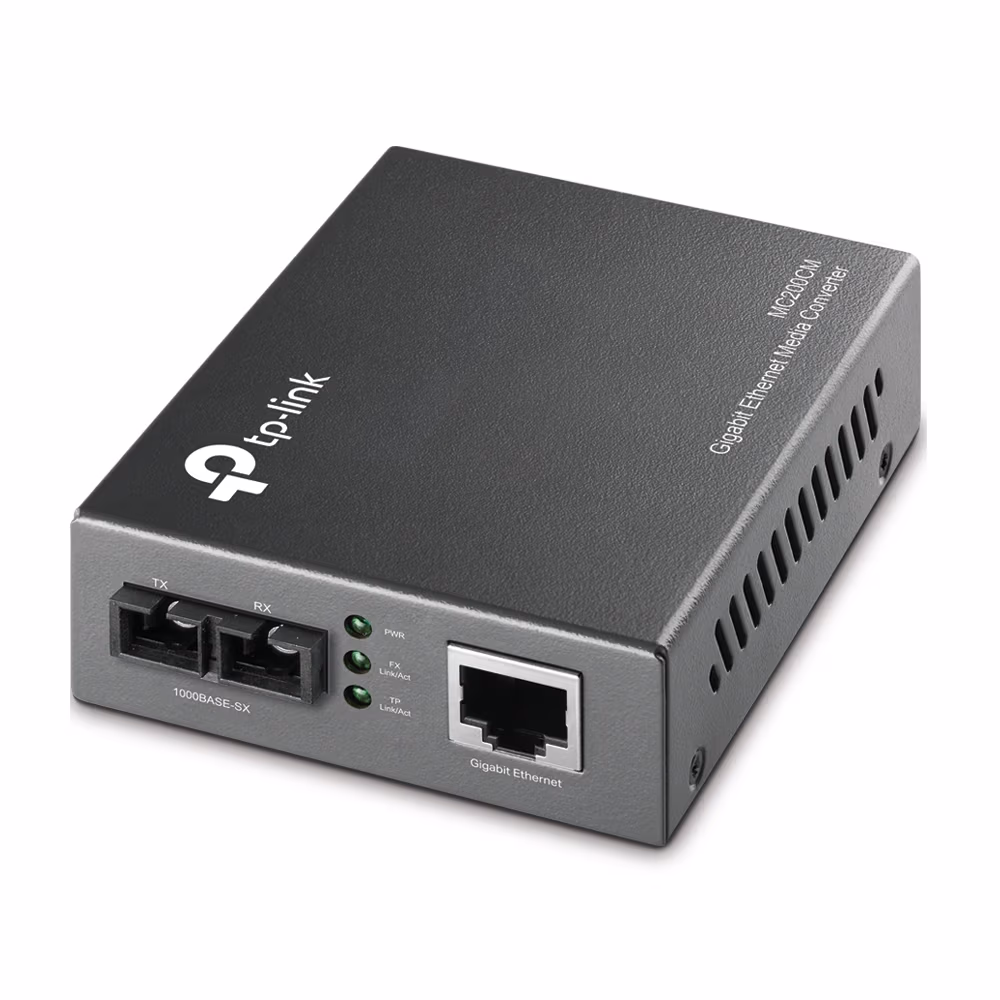TP-LINK MC200CM, Gigabit Multi-Mode Media Converter, 1 x Lan Gigabit port, 1 x 1000M SC/UPC port, Extends fiber distance up to 0.55km using 50/125um fiber / up to 0.22km using 62.5/125um fiber, Wave Length 850nm, External Power Adapter