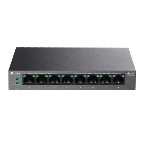Switch TP-LINK LS108GP / 8 port / Gigabit / RJ45 / PoE+/ steel case