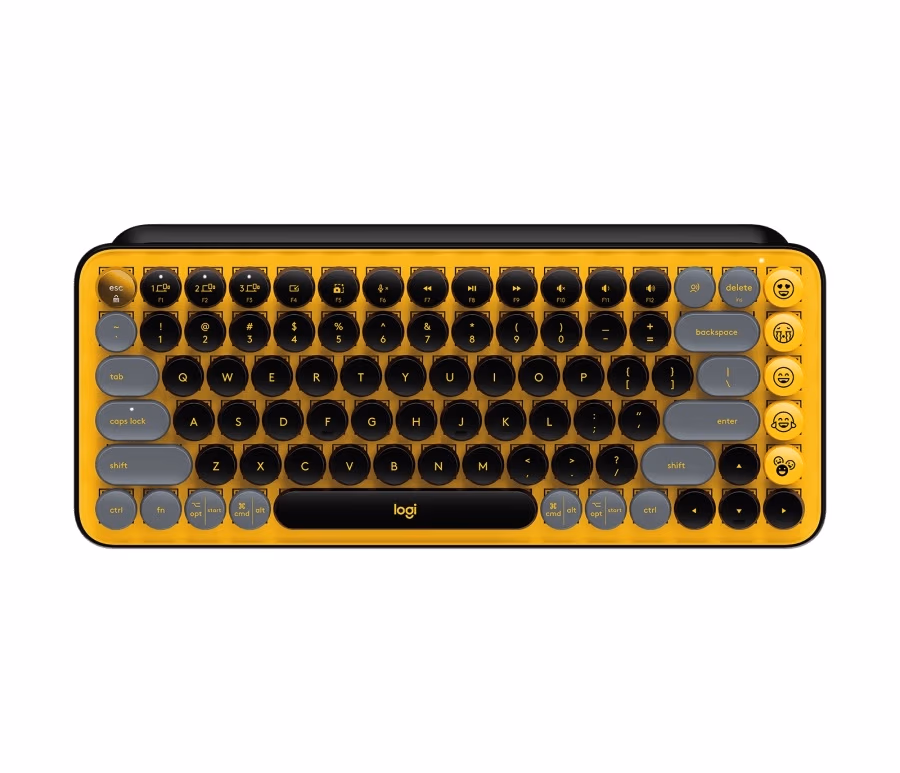 Logitech POP Keys Wireless Mechanical Keyboard With Emoji Keys, Multi-device, Layout Size Minimalist, Blast/Yellow - RUS 