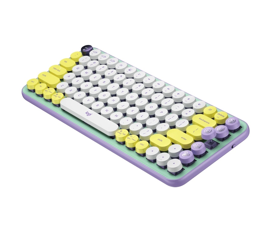 Logitech POP Keys Wireless Mechanical Keyboard With Emoji Keys, Multi-device, Layout Size Minimalist, Daydream/Mint - RUS